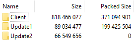7-Zip Screenshot Screenshot of the three folders in 7-Zip
